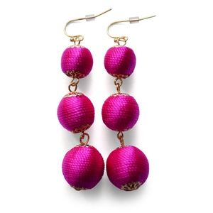 NEW Statement Earrings Ball Drop Pink Threaded